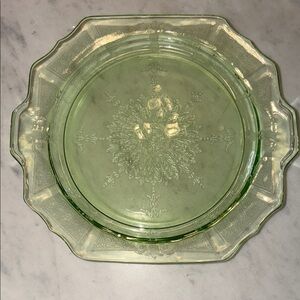 Pale Green Pressed Glass Decorative Serving Platter